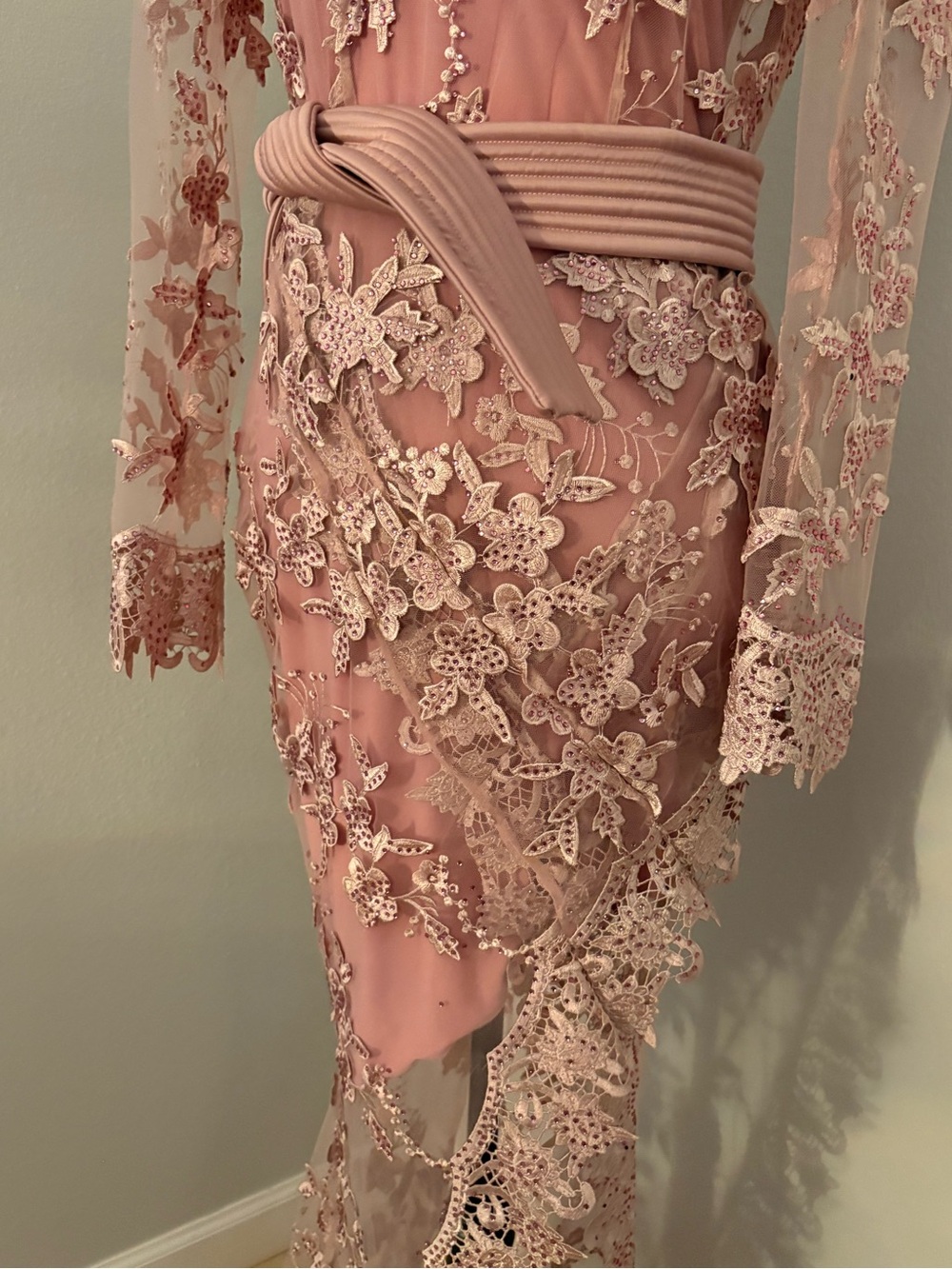 Zhivago Signature Floral Lace Poison Gown in blush pink - Picture 6 of 15